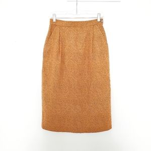 Vintage Safari Brown Lined Straight Pencil Skirt With Pockets Size 6 Knee Length